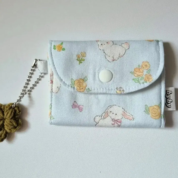 [BUNJANG] Fabric Mini Card Wallet / 2단 포켓 미니 카드 지갑 블루