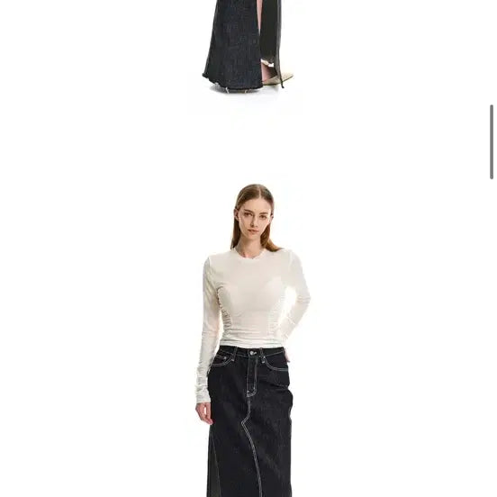 [BUNJANG] Goose Raw Denim Slit Long Skirt / 구즈 생지 트임 스커트