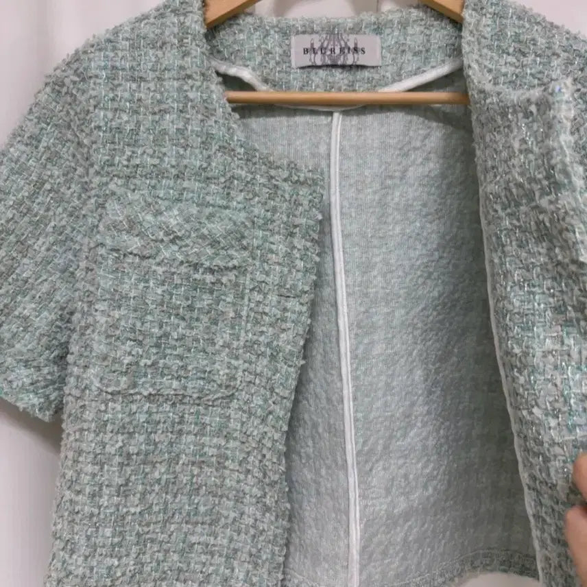 [BUNJANG] Mint Tweed Jacket / 민트 반팔 트위드 자켓