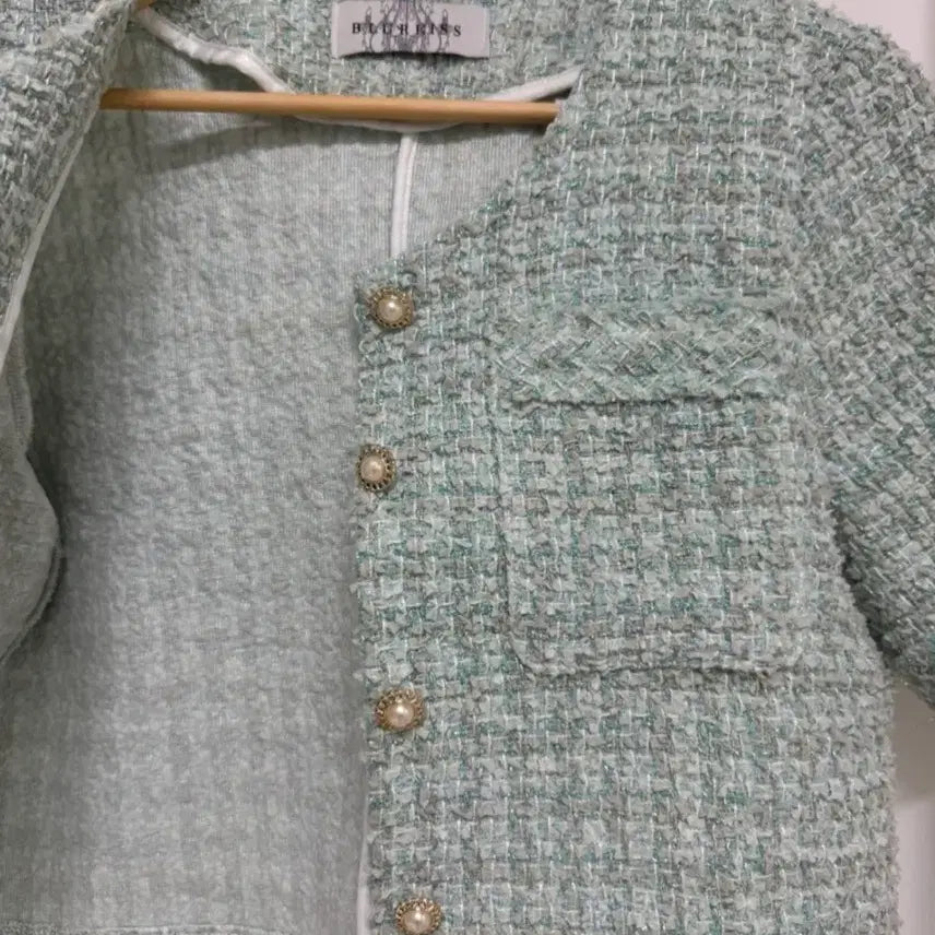[BUNJANG] Mint Tweed Jacket / 민트 반팔 트위드 자켓