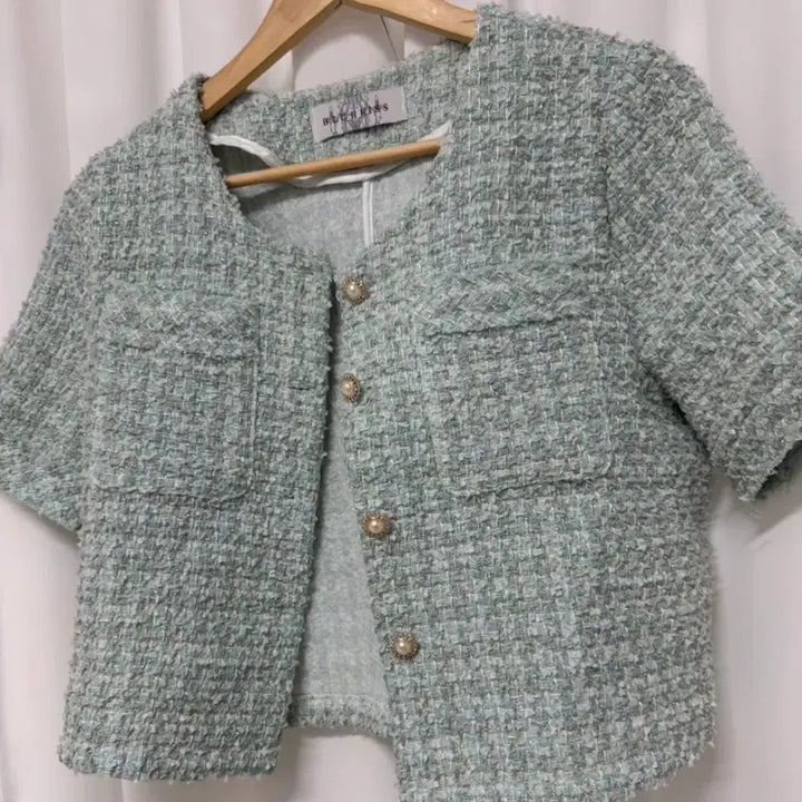 [BUNJANG] Mint Tweed Jacket / 민트 반팔 트위드 자켓