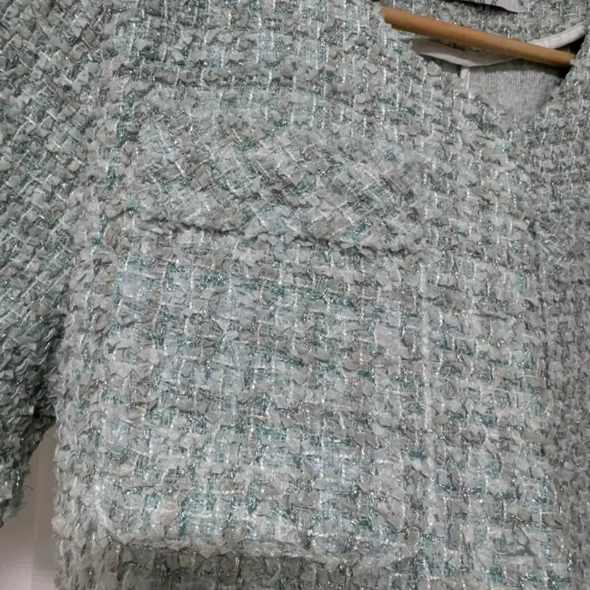 [BUNJANG] Mint Tweed Jacket / 민트 반팔 트위드 자켓