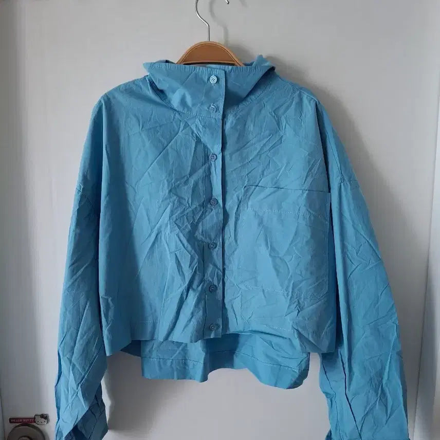 [SOLD OUT] 스카이 블루 크롭 셔츠 블라우스55~66