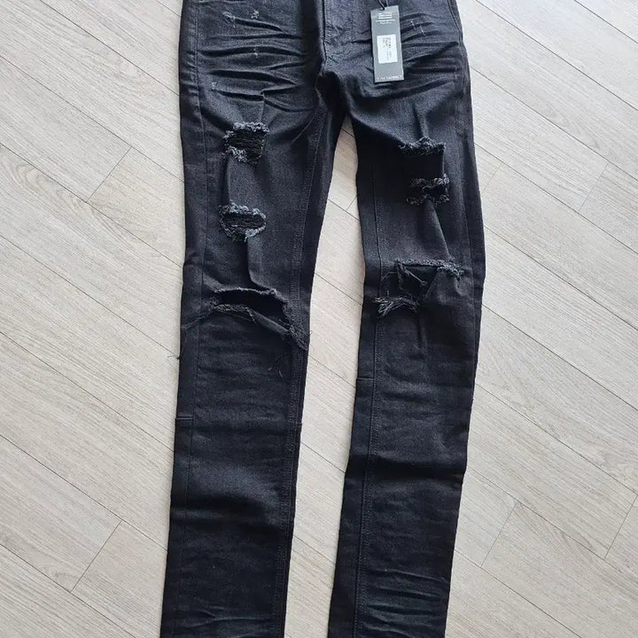 [BUNJANG] Hyper Denim Multi Distress Black Pants / 하이퍼데님 멀티 디스 블랙 팬츠