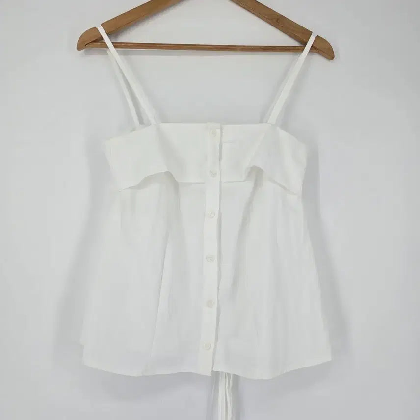 [BUNJANG] POPCORN White Frill Layered Camisole Blouse / (새상품) 레이어드 화이트 프릴 끈나시 블라우스