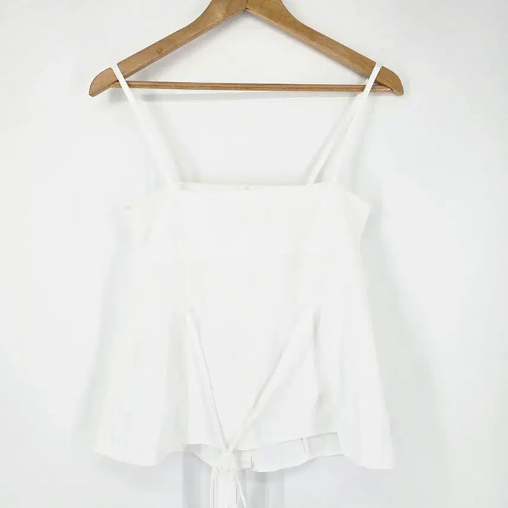 [BUNJANG] POPCORN White Frill Layered Camisole Blouse / (새상품) 레이어드 화이트 프릴 끈나시 블라우스