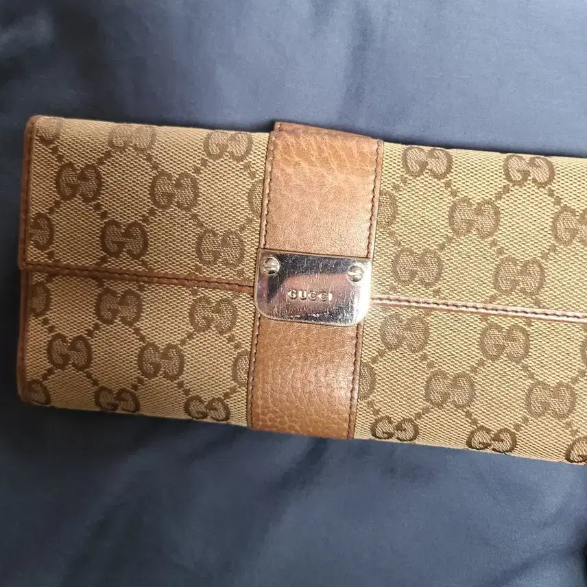 [BUNJANG] Gucci GG Logo Bifold Wallet Brown / 구찌 GG로고 반지갑 브라운