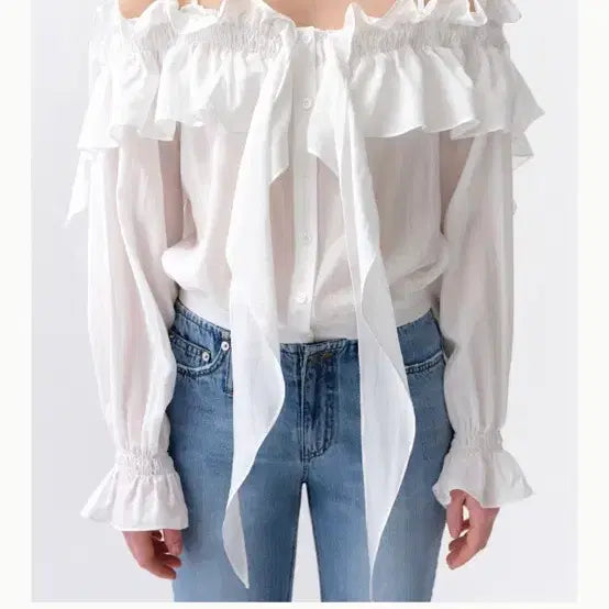 [BUNJANG] Abra-mowa Off-the-shoulder Ruffle Blouse / 아비에무아 오프숄더 러플 블라우스