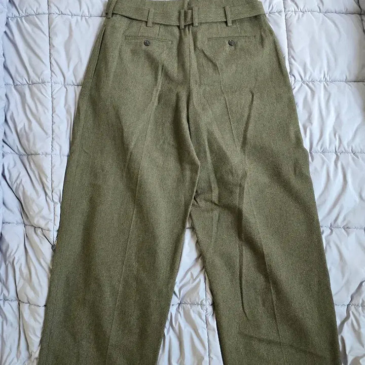 [BUNJANG] Recto Belted High-Waist Pants Khaki L / 렉토 벨티드 하이웨스트 팬츠 카키 L