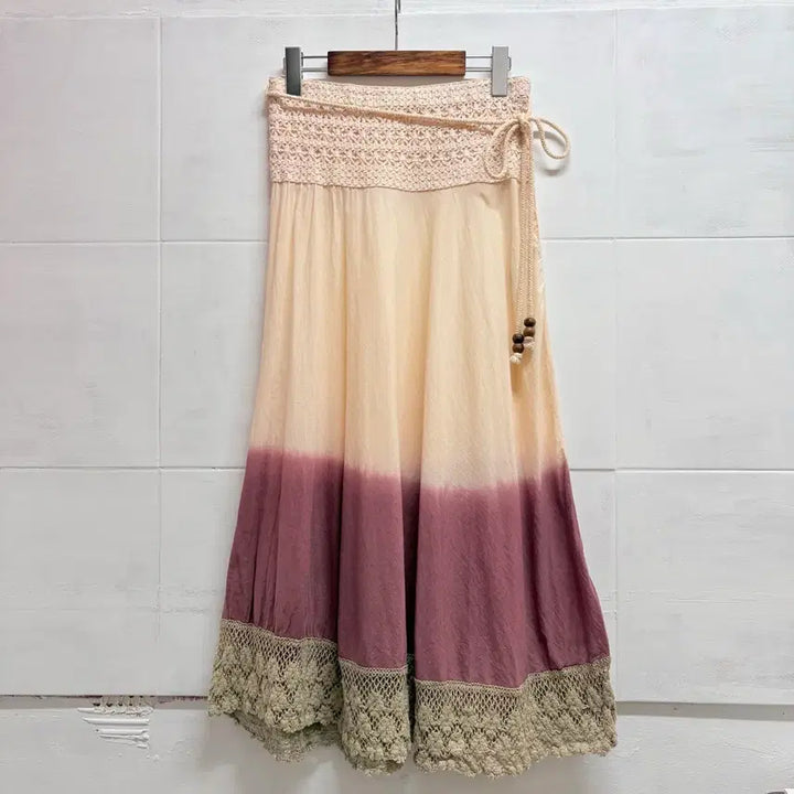 [SOLD OUT] OTTO 그라데이션 히피 에스닉 네트 롱 스커트 L JPN