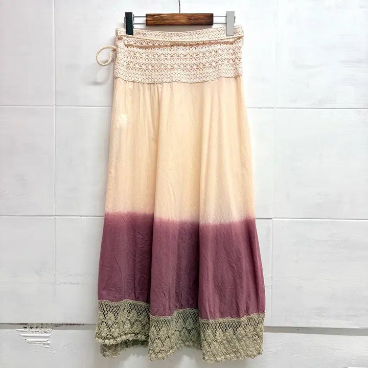 [SOLD OUT] OTTO 그라데이션 히피 에스닉 네트 롱 스커트 L JPN