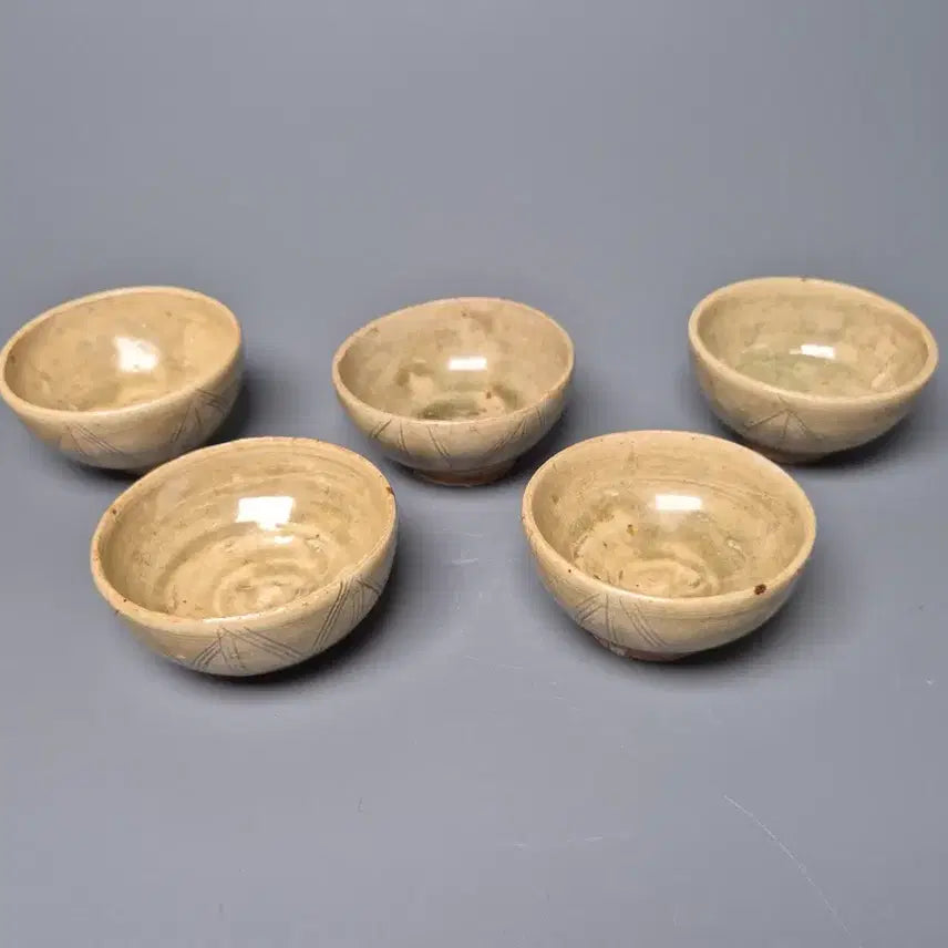 [BUNJANG] Sui-Tang Dynasty Yue Ware Celadon Cup Set (5 Pieces) / [진품] 수당시기 월요 청자 잔 5점 일괄 출토품 중국도자기 골동품
