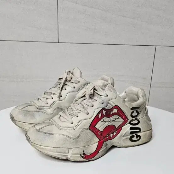 [BUNJANG] Gucci Rhyton Leather Sneakers / 구찌 입술 롸이톤 정품