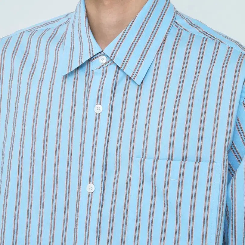 [BUNJANG] SYSTEM HOMME Striped Collar Shirt / SYSTEM HOMME 스트라이프 칼라 셔츠 95오버핏