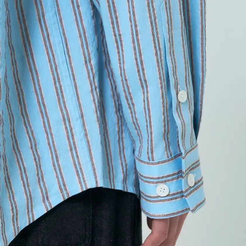 [BUNJANG] SYSTEM HOMME Striped Collar Shirt / SYSTEM HOMME 스트라이프 칼라 셔츠 95오버핏
