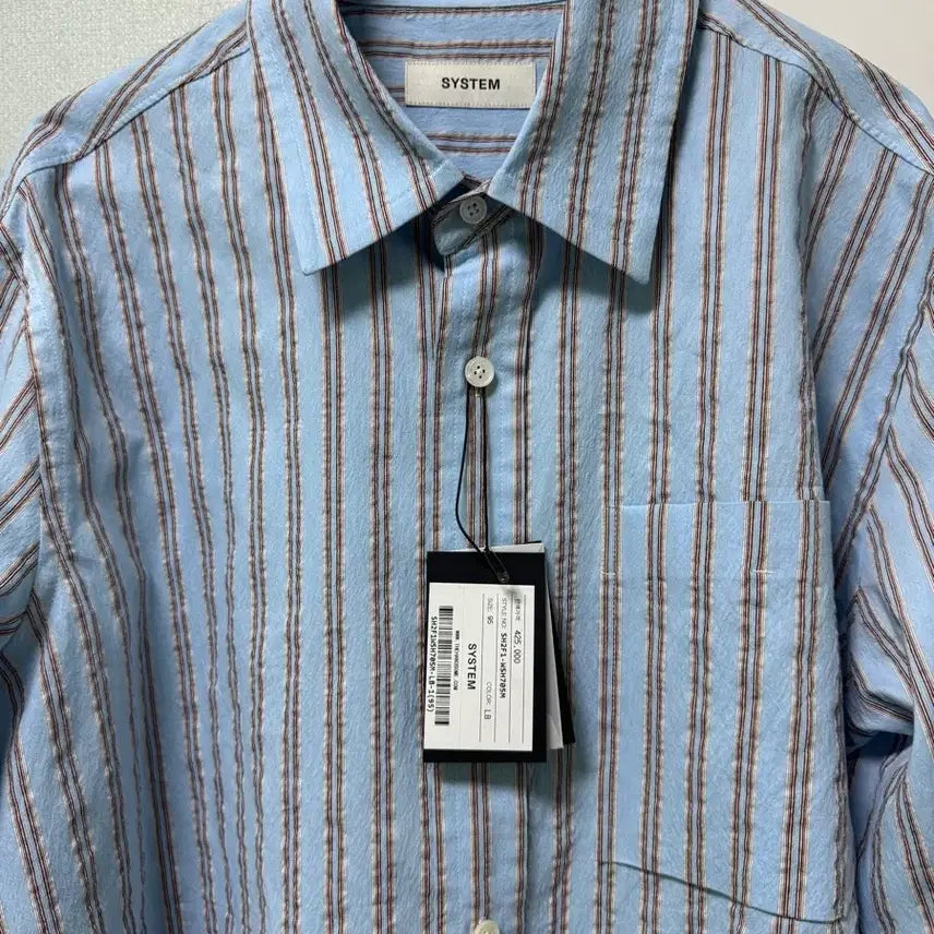[BUNJANG] SYSTEM HOMME Striped Collar Shirt / SYSTEM HOMME 스트라이프 칼라 셔츠 95오버핏