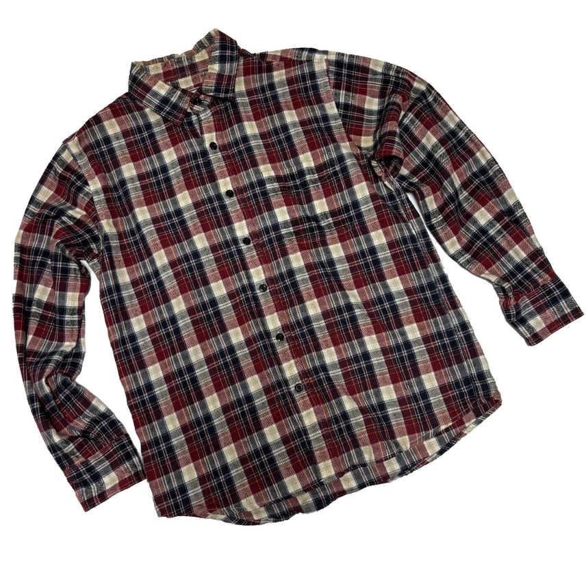 [BUNJANG] Lalph Evans Burgundy Multi Check Flannel Shirt / 랄프 에반스(Lalph Evans) 버건디 멀티 체크 플란넬 셔츠