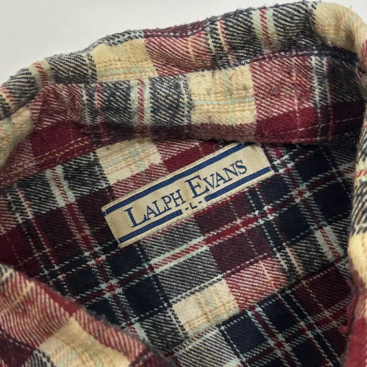 [BUNJANG] Lalph Evans Burgundy Multi Check Flannel Shirt / 랄프 에반스(Lalph Evans) 버건디 멀티 체크 플란넬 셔츠
