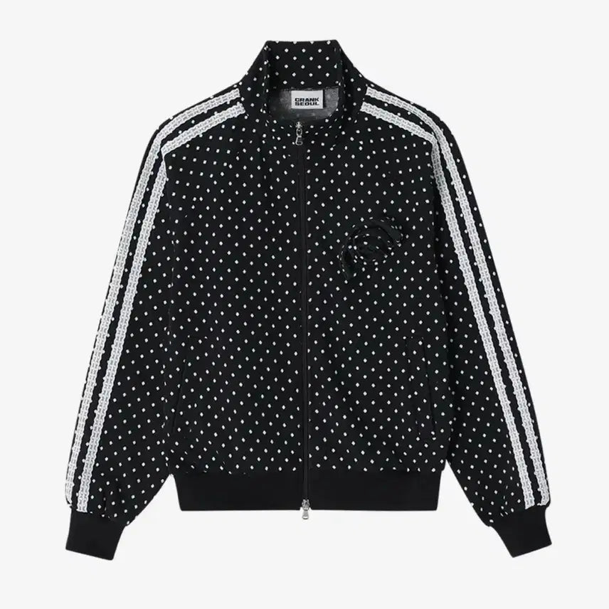 [BUNJANG] Crank Rose Dot Track Jacket Black / 크랭크 로즈 도트 트랙 자켓 블랙