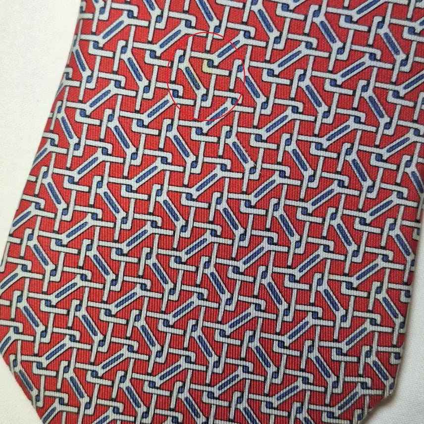[SOLD OUT] 에르메스 레드 블루 링크패턴 실크 넥타이