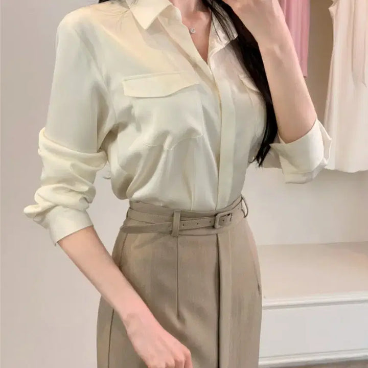 [SOLD OUT] 블랑드문 헤르시 포켓블라우스(새상품)