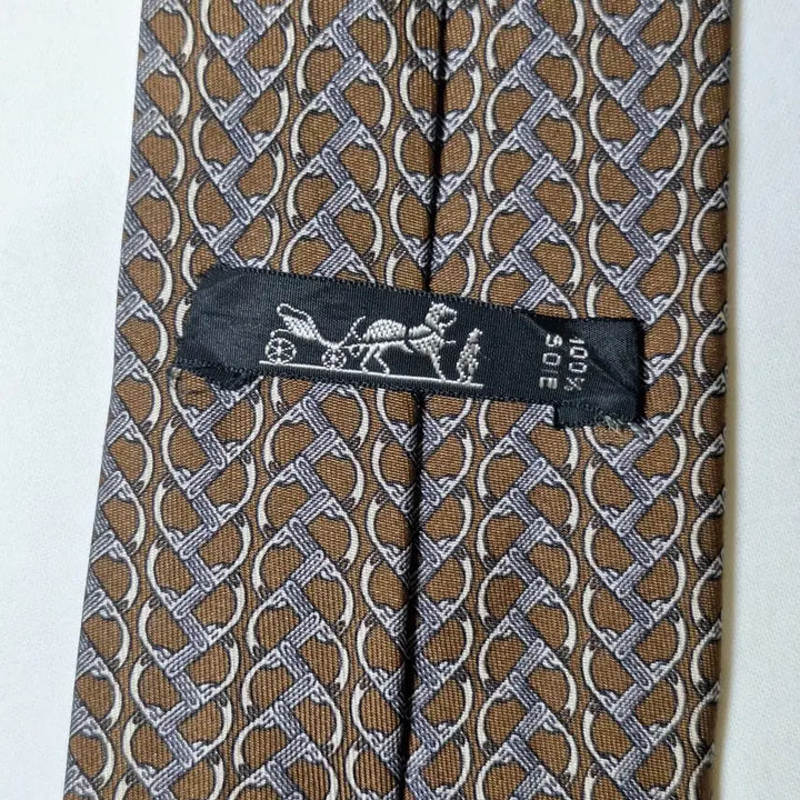 [BUNJANG] Hermes Horsebit Link Silk Tie / 에르메스 브라운 호스빗 링크 실크 넥타이