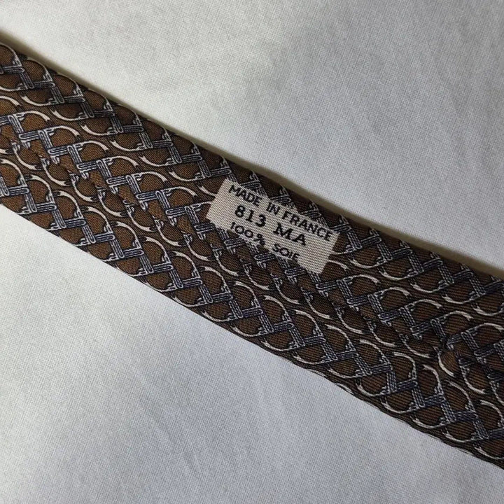 [BUNJANG] Hermes Horsebit Link Silk Tie / 에르메스 브라운 호스빗 링크 실크 넥타이