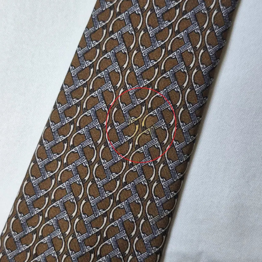 [BUNJANG] Hermes Horsebit Link Silk Tie / 에르메스 브라운 호스빗 링크 실크 넥타이