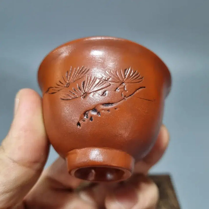 [BUNJANG] Tokoname Ware Pine Tree Teacup / 다관 찻잔 다기 송학 문양. 지름 6.4 높이 4.3