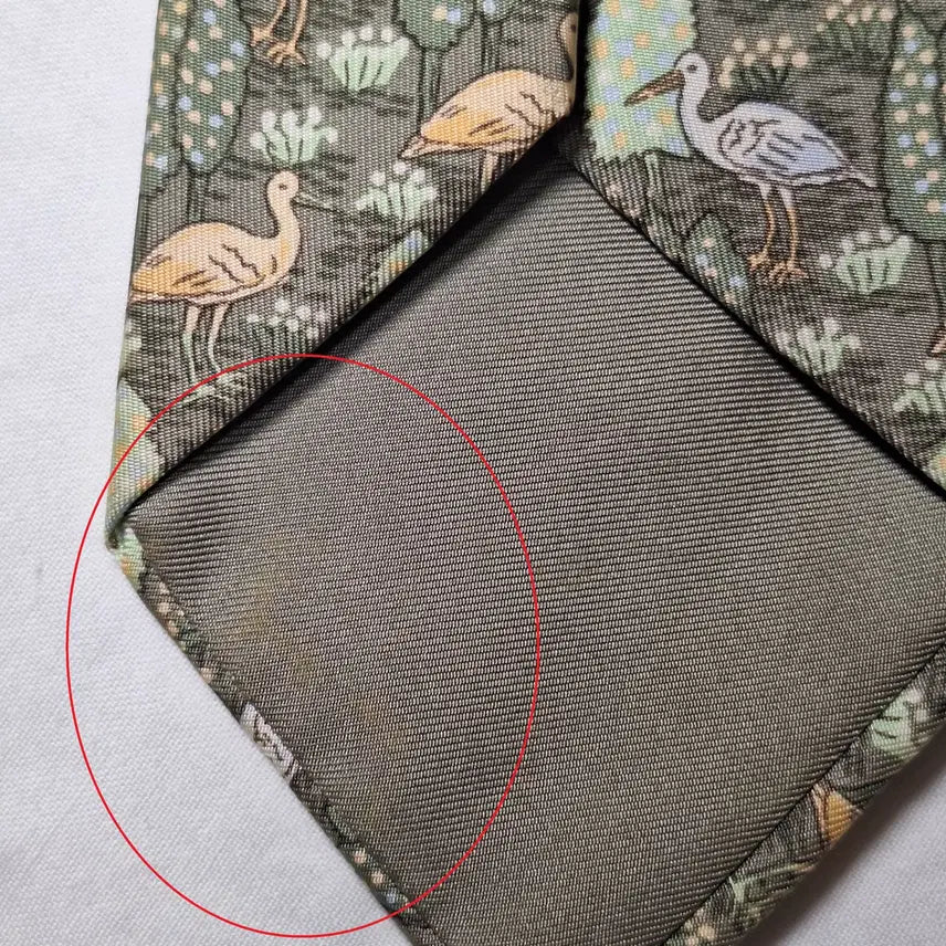 [BUNJANG] Hermès Forest Pattern Silk Tie / 에르메스 카키 버드 포레스트패턴 실크 넥타이