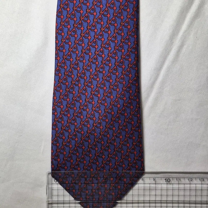 [BUNJANG] Hermès Blue Red Link Pattern Silk Tie / 에르메스 블루 레드 링크패턴 실크 넥타이