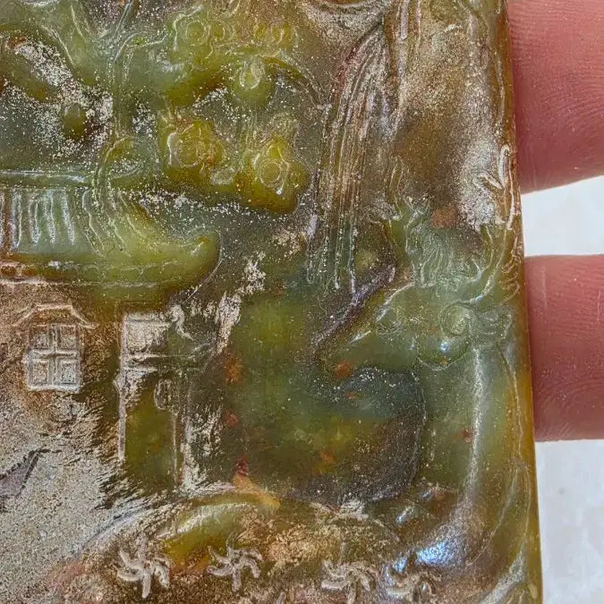 [BUNJANG] Jade San Su Deer Pavilion Antique / 고옥에강옥 산수누각사슴문