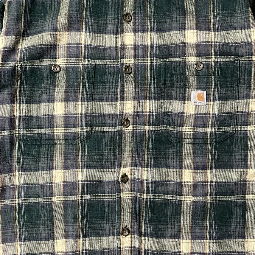 [BUNJANG] CARHARTT 칼하트 빈티지 그린 체크 기모 셔츠 워크자켓 A00833 / CARHARTT 칼하트 빈티지 그린 체크 기모 셔츠 워크자켓 A00833