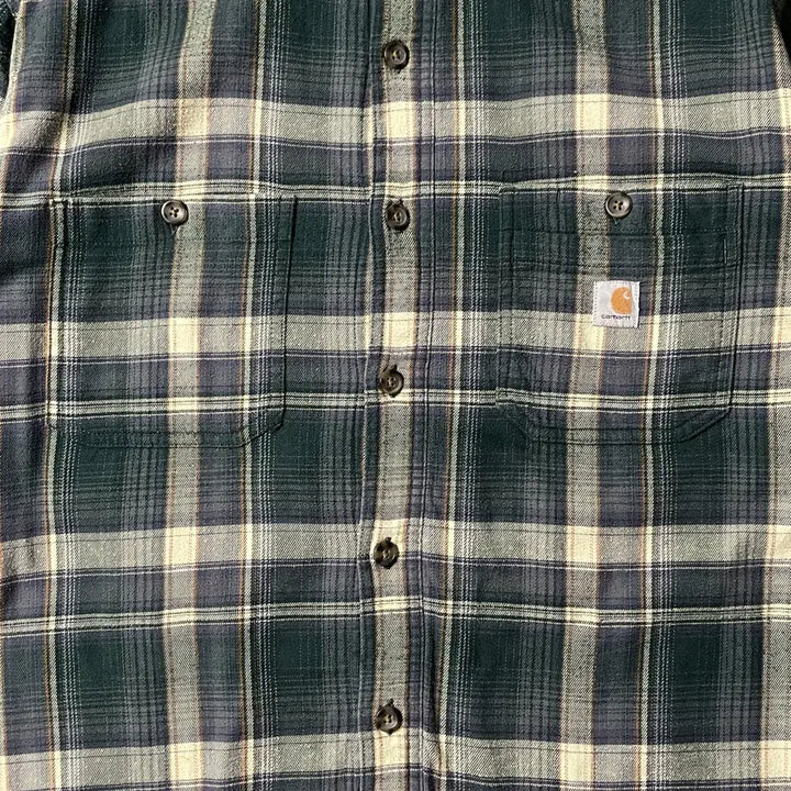 [BUNJANG] CARHARTT 칼하트 빈티지 그린 체크 기모 셔츠 워크자켓 A00833 / CARHARTT 칼하트 빈티지 그린 체크 기모 셔츠 워크자켓 A00833