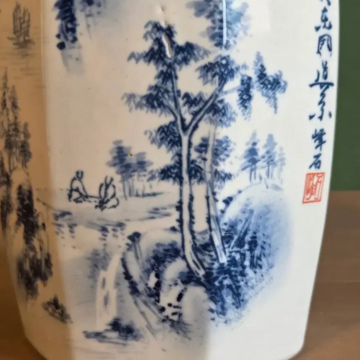 [SOLD OUT] 봉석 산수화 팔각 도자기