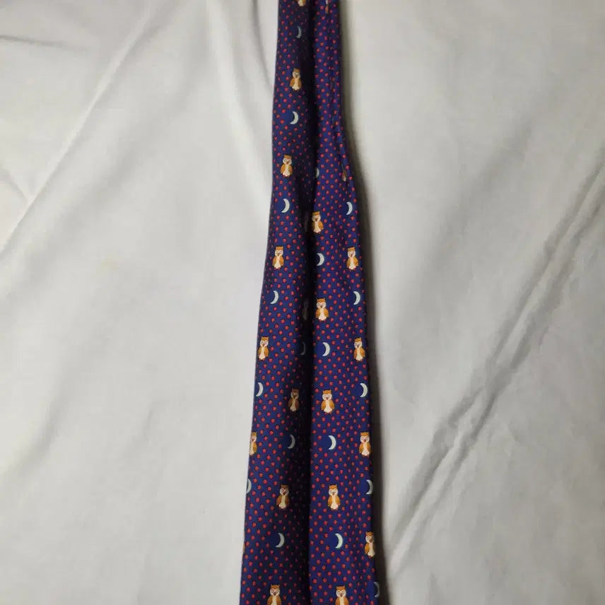 [SOLD OUT] 에르메스 블루 부엉이 문스타패턴 실크 넥타이