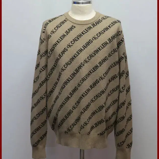[BUNJANG] Calvin Klein Beige Round Knit Sweater / 케빈클라인/베이지색 라운드니트/100사이즈/따봉구제(G-14)