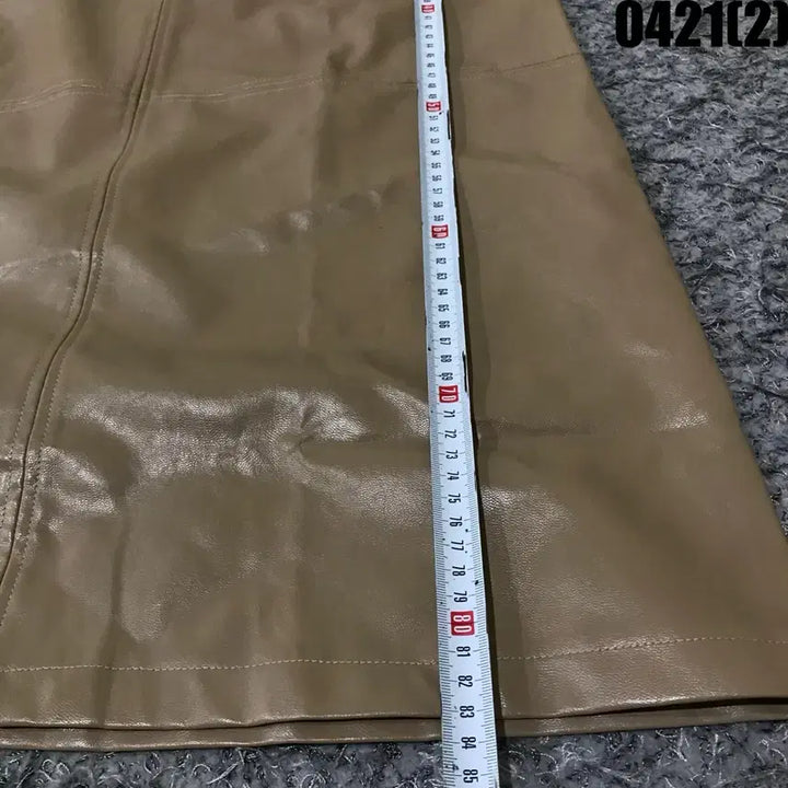 [BUNJANG] V-Neck Leather Mini Dress Camel M / 브이넥 레더 미니 원피스 카멜 m