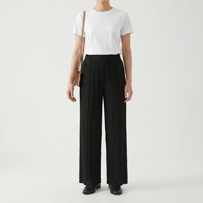 [BUNJANG] COS Crinkle Wide Pants Black (M) / COS 코스 정품 크링클 주름 와이드 팬츠 블랙 (M사이즈/밴딩)