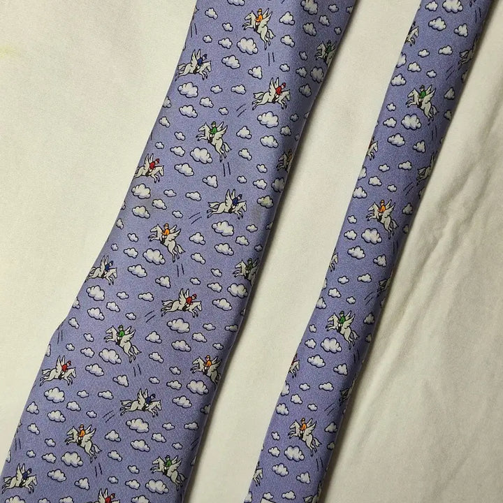 [BUNJANG] Hermès Lavender Pegasus Cloud Silk Tie / 에르메스 라벤더 페가수스 클라우드 실크 넥타이