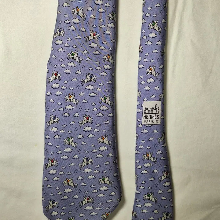 [BUNJANG] Hermès Lavender Pegasus Cloud Silk Tie / 에르메스 라벤더 페가수스 클라우드 실크 넥타이