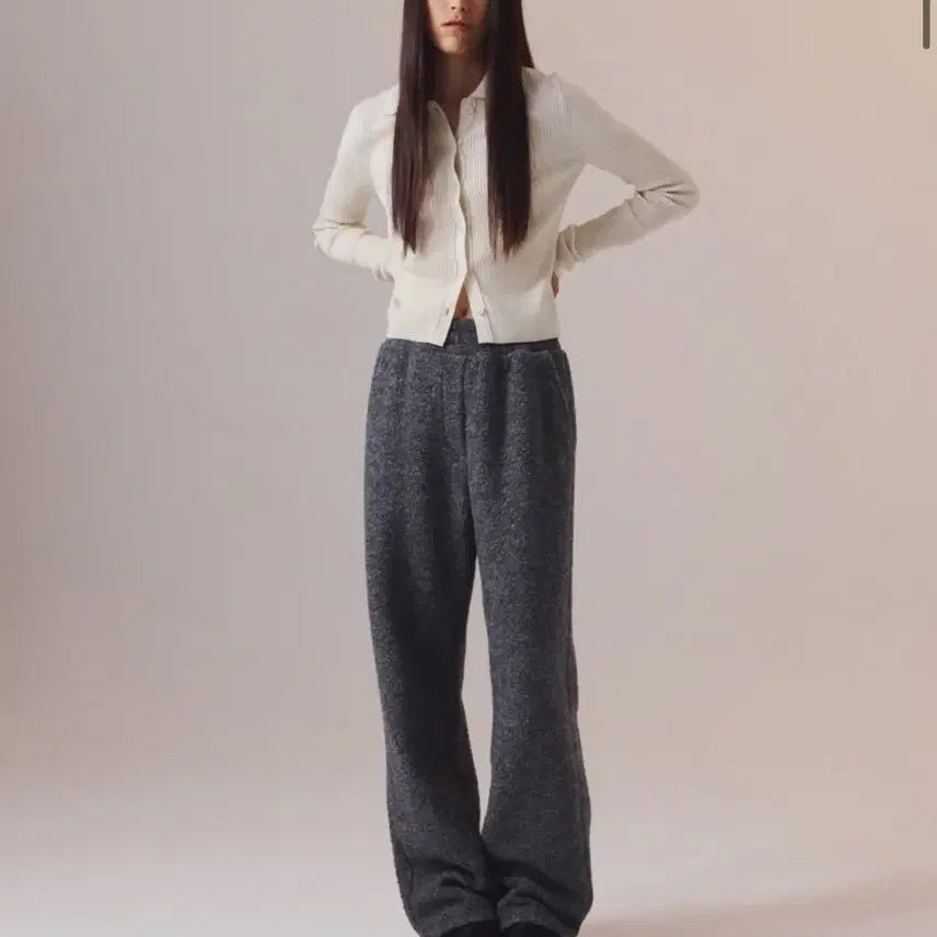 [BUNJANG] In Silence Wide Boucle Pants Charcoal / 인사일런스 와이드 부클 팬츠 CHARCOAL