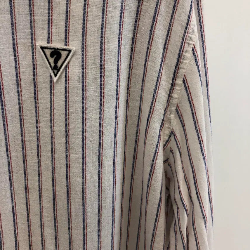 [SOLD OUT] 게스 린넨 헨리넥 패치로고셔츠 XL