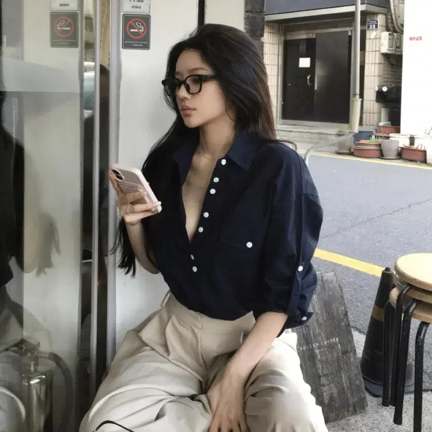 [BUNJANG] Flipped Linen Roll-Up Shirt / 플립 린넨 롤업 셔츠