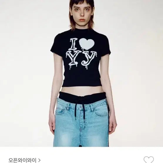 [BUNJANG] 오픈와이와이 I Love YY 반팔 티셔츠 블랙 / 오픈와이와이 I Love YY 반팔 티셔츠 블랙