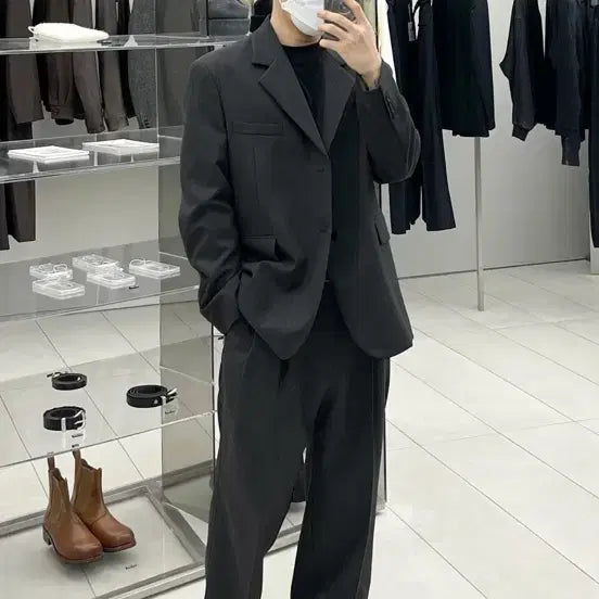 [BUNJANG] 인사일런스 오버사이즈 울 블레이저 다크그레이 M / 인사일런스 오버사이즈 울 블레이저 다크그레이 M