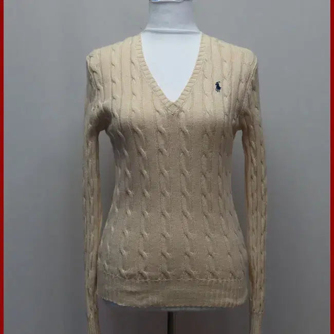 [SOLD OUT] 폴로/여성용/베이지색 브이넥니트/95사이즈/따봉구제(G-6)