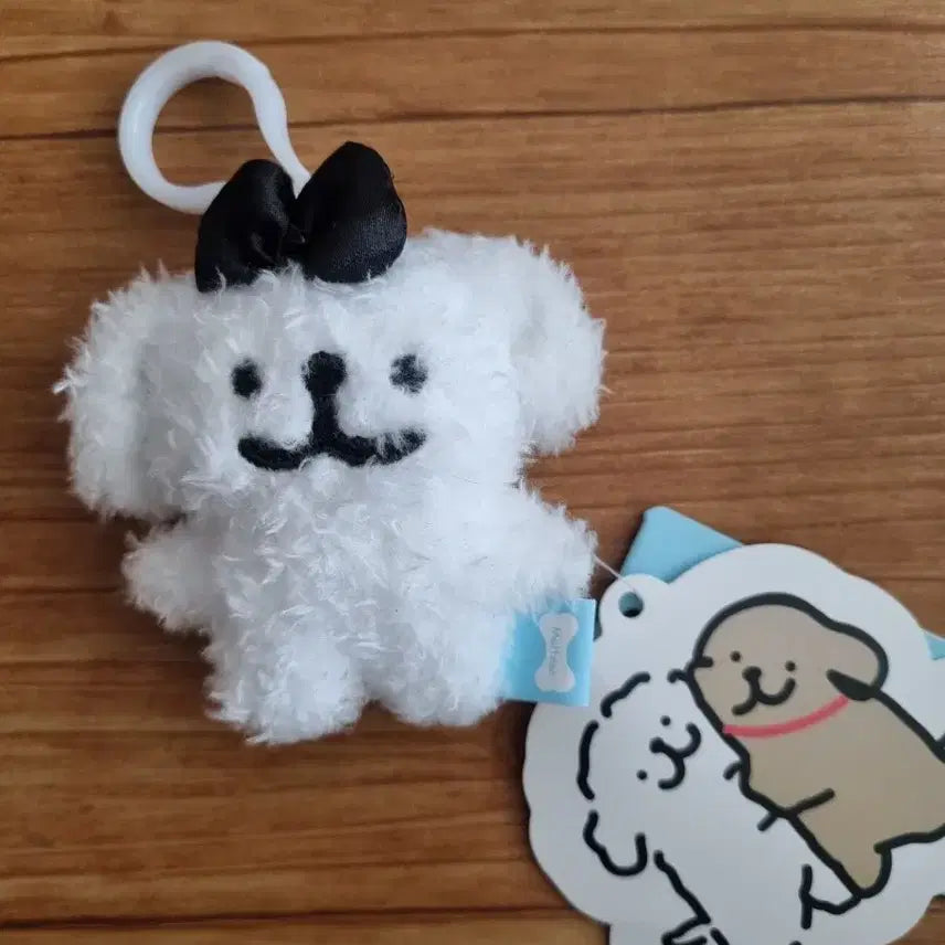 [BUNJANG] Maltese Flat Black Keyring Doll / 몰티즈 납작 블랙 키링 인형