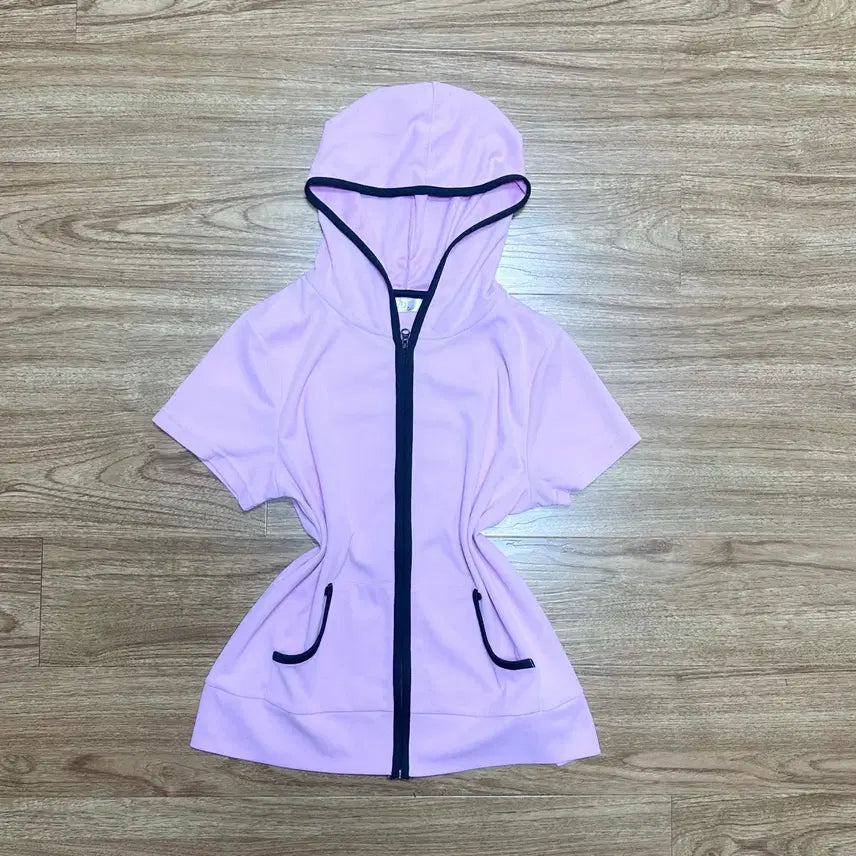 [BUNJANG] Vintage Black Pink Short Sleeve Zip-Up Jacket / 빈티지 블랙 핑크 반팔 집업 히메갸루 로걀 라떼 히메카지 모리걸 긱시크