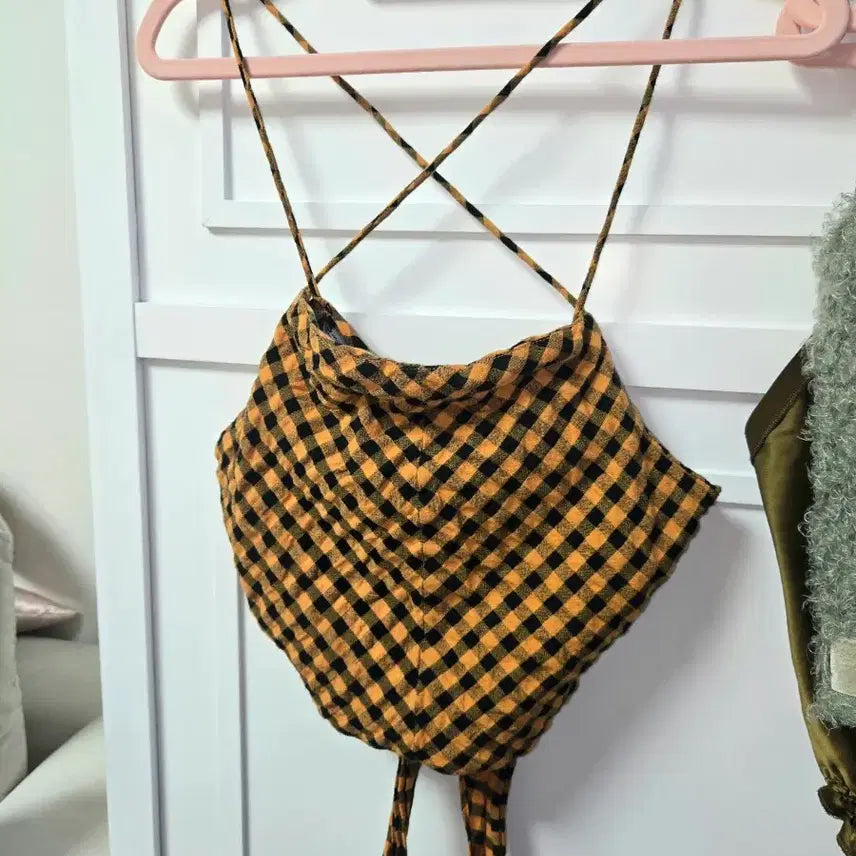 [BUNJANG] ZARA Gingham Check Halter Neck Crop Top / ZARA 깅엄체크 홀터넥 크롭 탑
